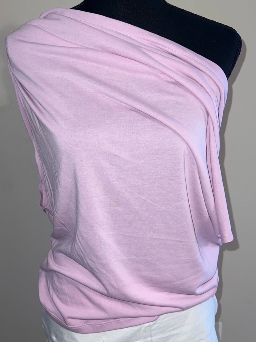 Free People One-Shoulder Short Sleeve Top in Light Pink